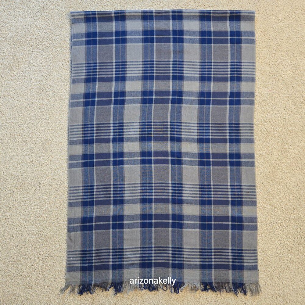 Theory Scarf in Blue & Grey Plaid - Picture 4 of 7